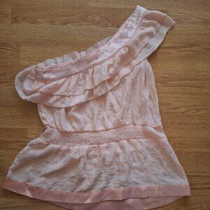 BEBE vintage pink one shoulder top